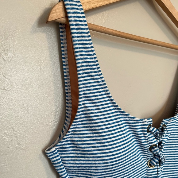 J. Crew Lace-up One-Piece In Faded Stripe - Picture 5 of 16